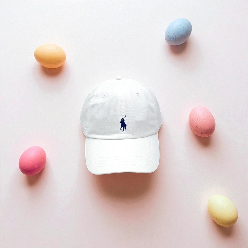 Polo by Ralph Lauren White Hat with Blue Logo